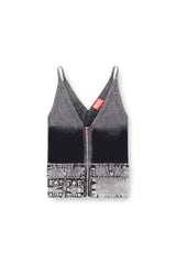 Knit tank top with denim cargo pockets