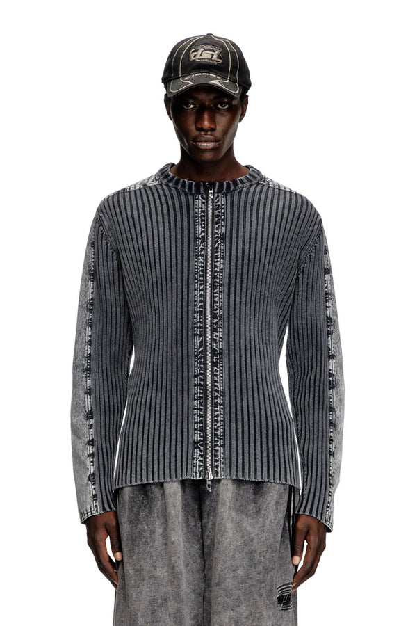 Zip-up cardigan with contrast panels