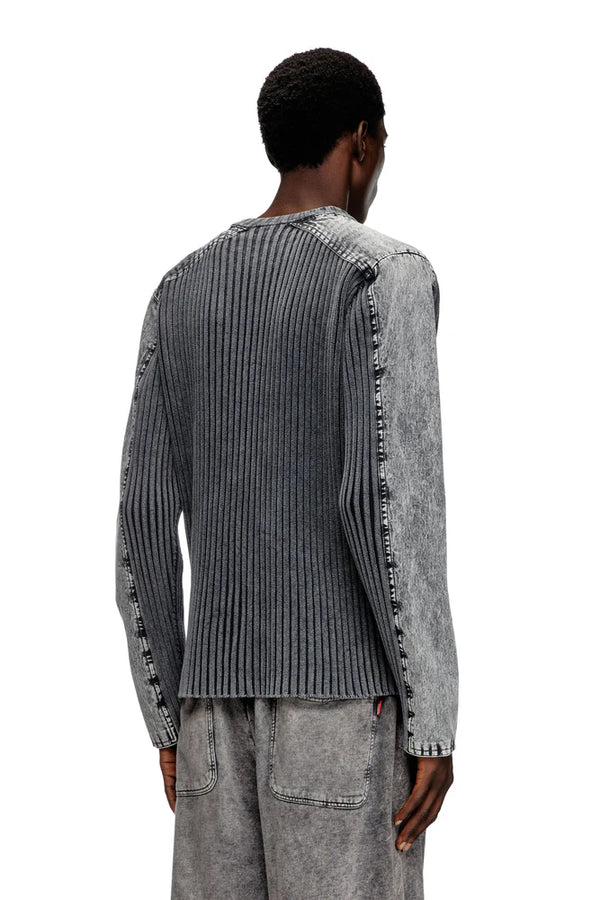 Zip-up cardigan with contrast panels
