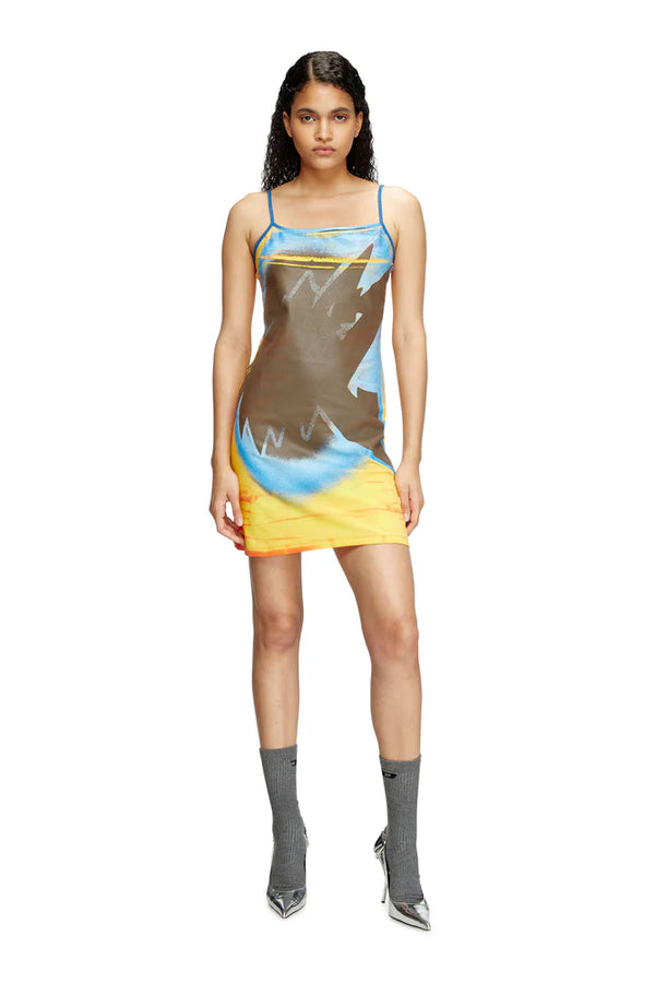 Mini dress with blowout print