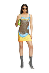 Mini dress with blowout print