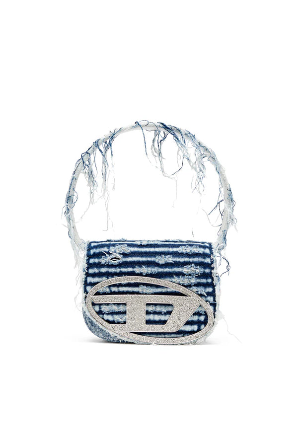 1DR-Iconic shoulder bag in frayed denim