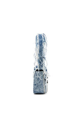 1DR-Iconic shoulder bag in frayed denim