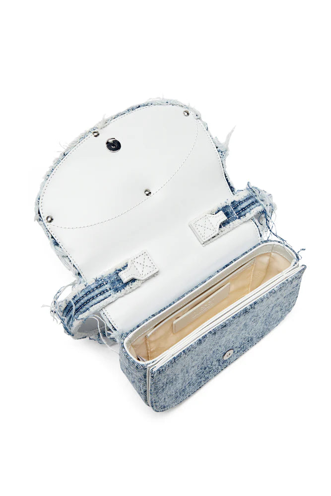 1DR-Iconic shoulder bag in frayed denim
