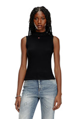 Ribbed tank top with mock neck