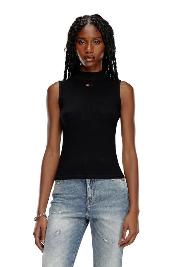 Ribbed tank top with mock neck
