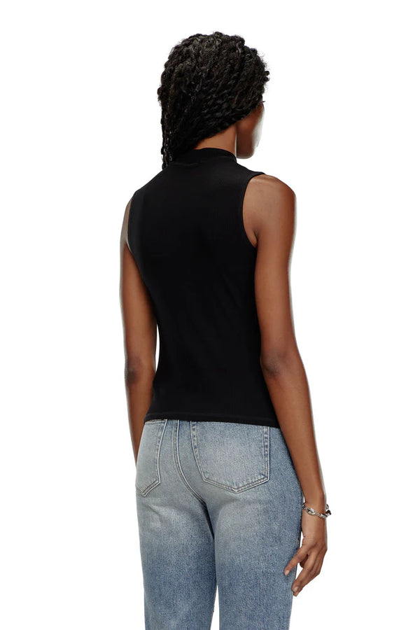 Ribbed tank top with mock neck