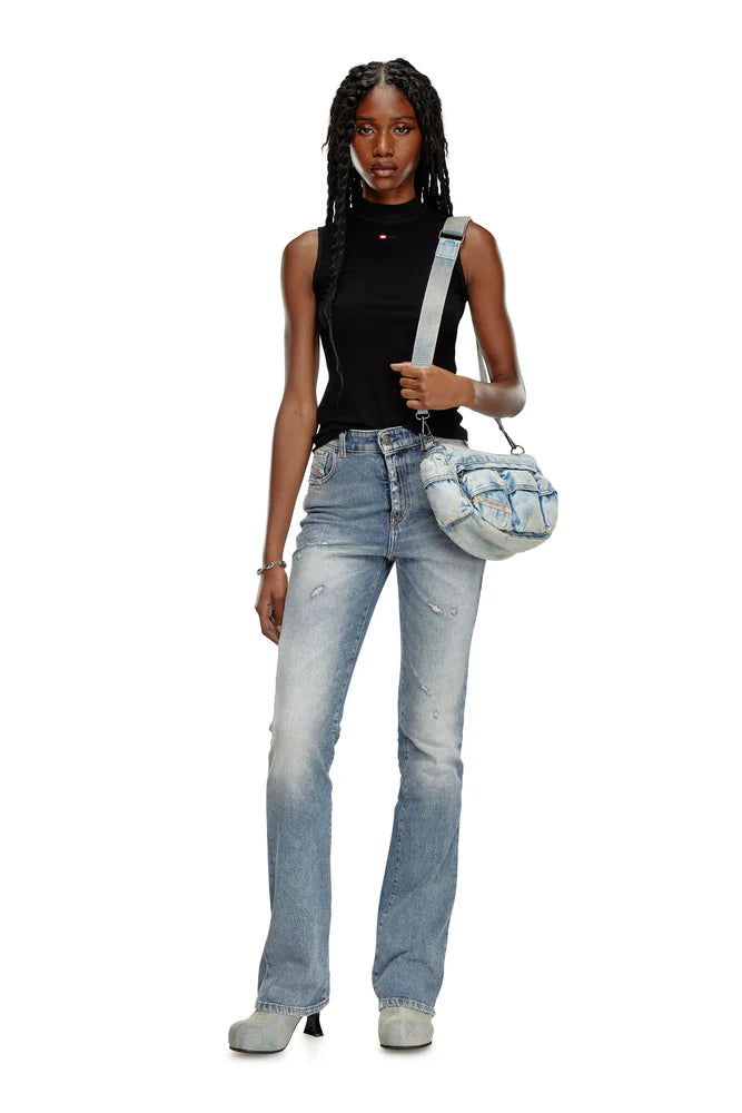 Ribbed tank top with mock neck