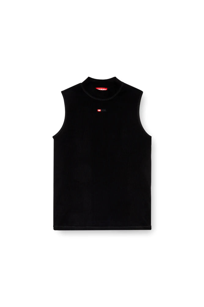 Ribbed tank top with mock neck