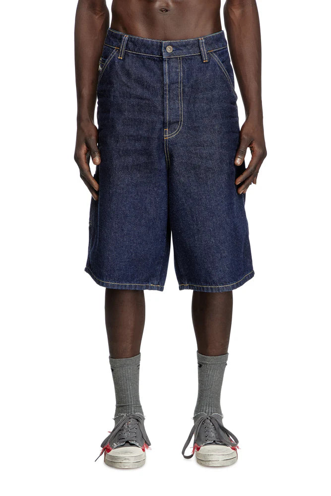 Utility shorts in clean-wash denim