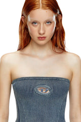 Rib-knit tube top with Oval D