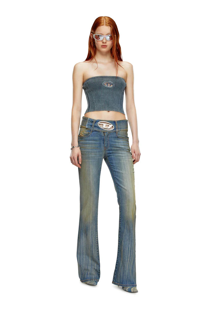 Rib-knit tube top with Oval D