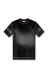 Waffle and jersey half-sleeve sweatshirt