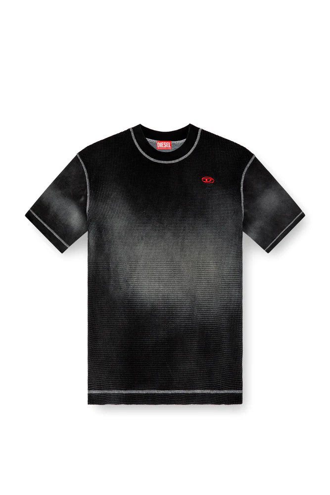 Waffle and jersey half-sleeve sweatshirt