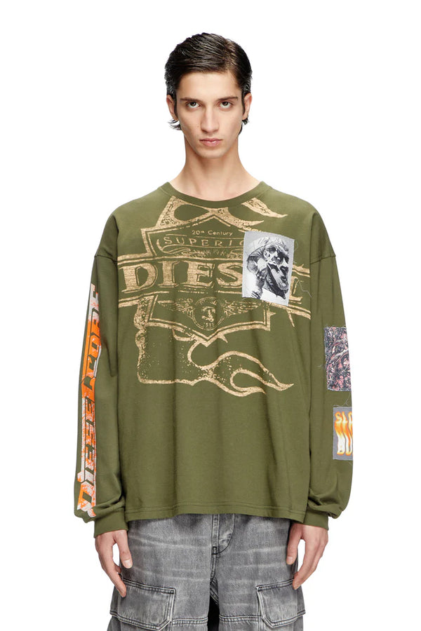 Long-sleeve T-shirt with graphic patches