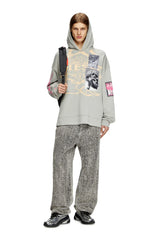 Hoodie with prints and logo patches
