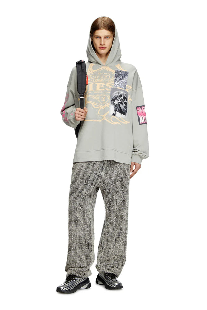 Hoodie with prints and logo patches