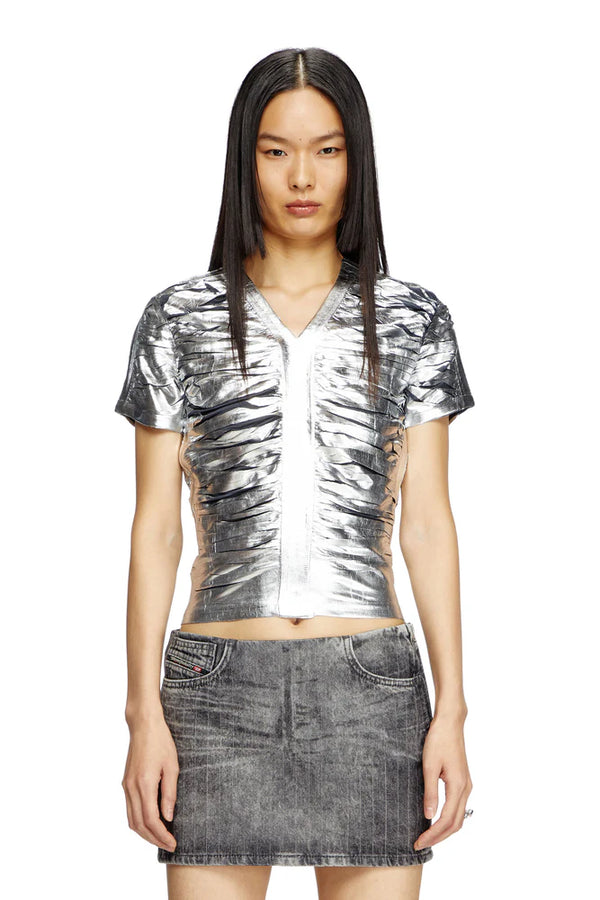 Gathered slim fit T-shirt
