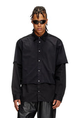 Layered shirt in twill and jersey