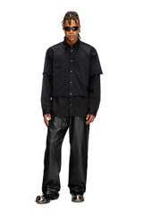 Layered shirt in twill and jersey