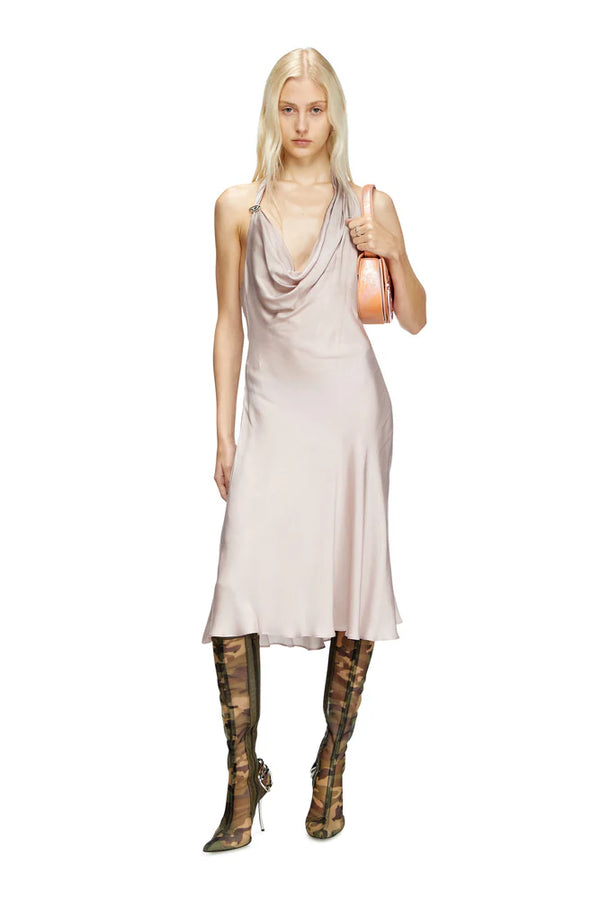 Bias cut dress with asymmetrical hem