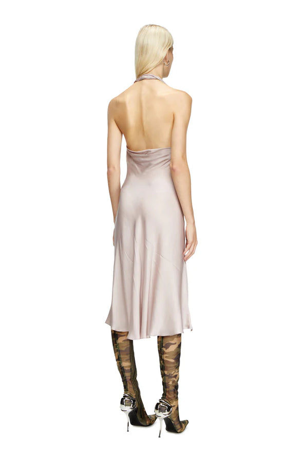Bias cut dress with asymmetrical hem