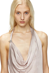 Bias cut dress with asymmetrical hem
