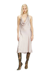 Bias cut dress with asymmetrical hem