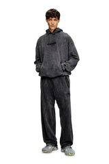 Treated sweatpants with gathered waist