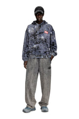Marble-effect burnout hoodie