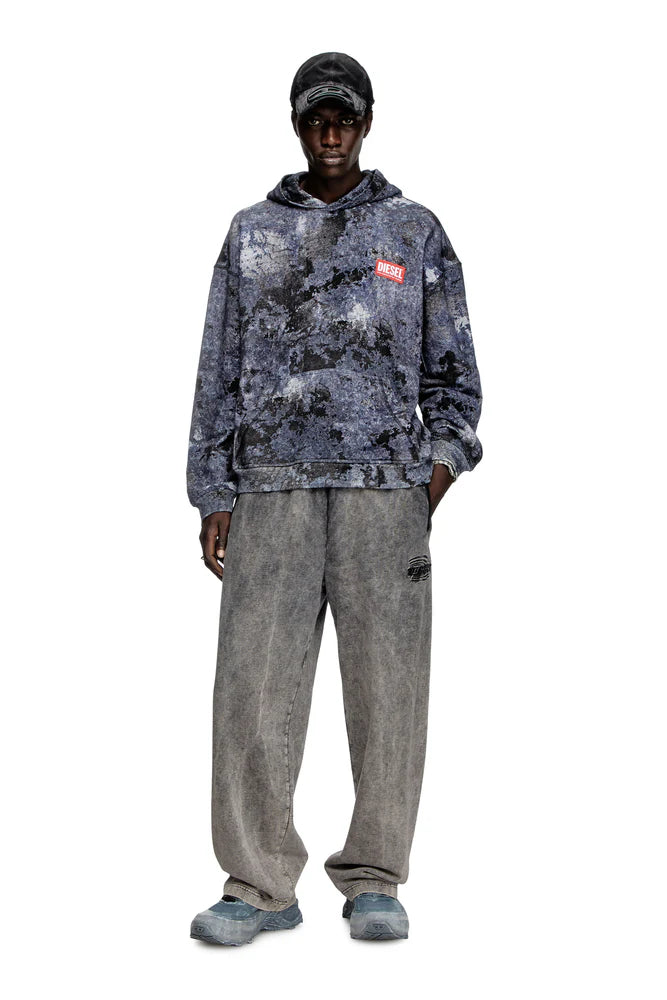 Marble-effect burnout hoodie