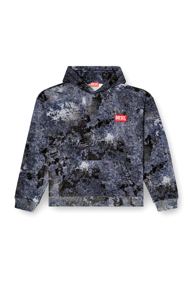 Marble-effect burnout hoodie