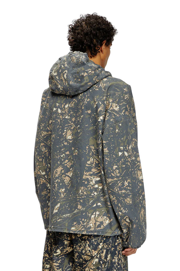 Hooded jacket with camo print