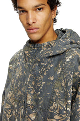Hooded jacket with camo print