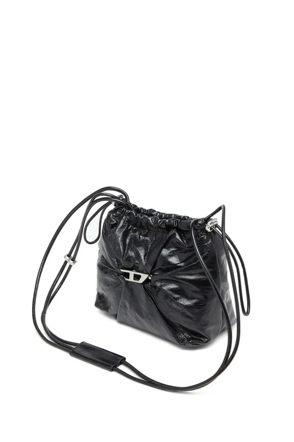 Scrunch-D-Bucket bag in shiny wrinkled leather