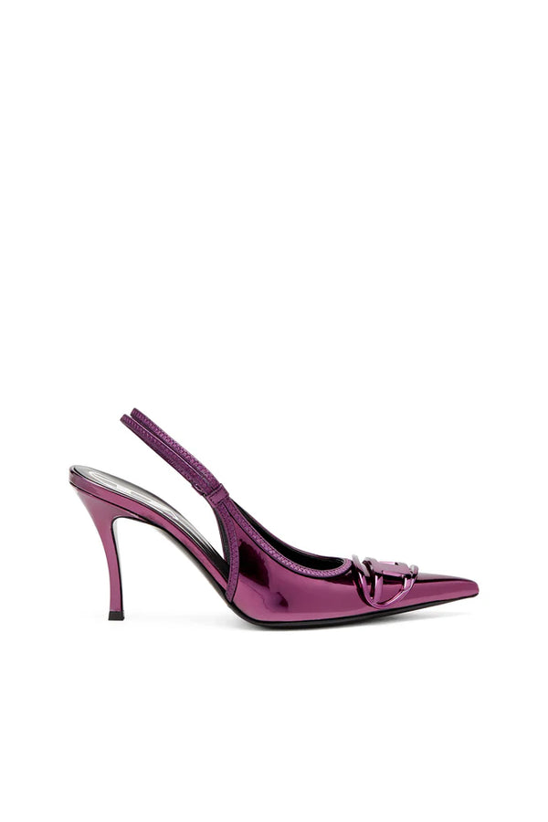 D-Venus-Slingback pumps with mirror finish