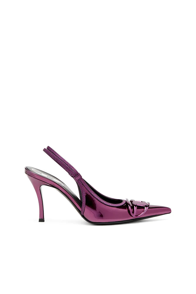 D-Venus-Slingback pumps with mirror finish