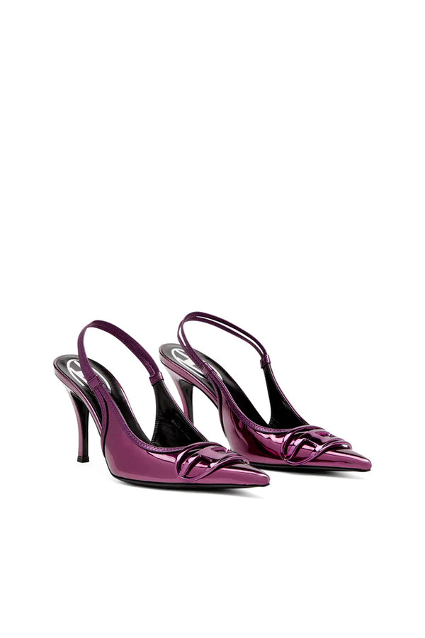 D-Venus-Slingback pumps with mirror finish