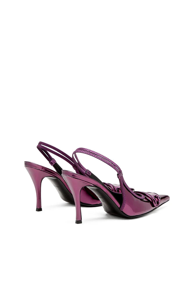 D-Venus-Slingback pumps with mirror finish