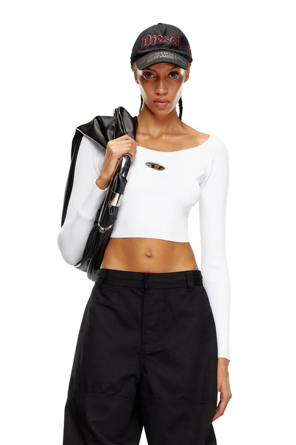 Off-the-shoulder top in ribbed knit