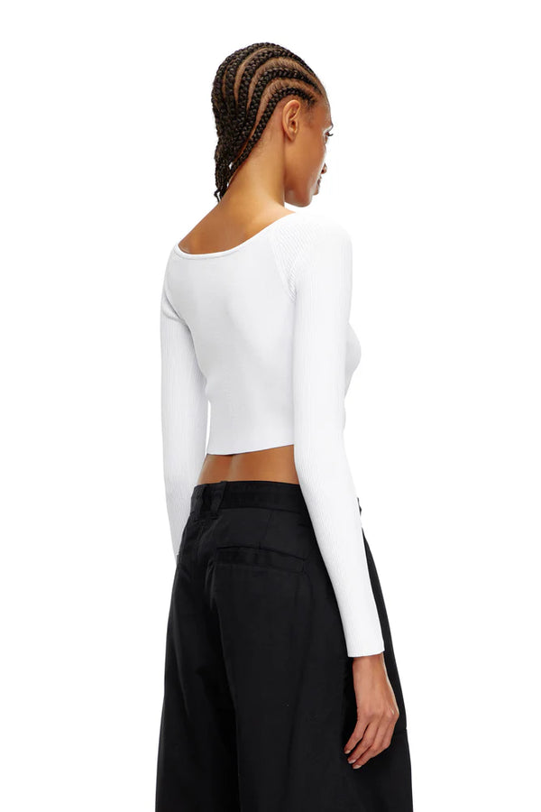 Off-the-shoulder top in ribbed knit
