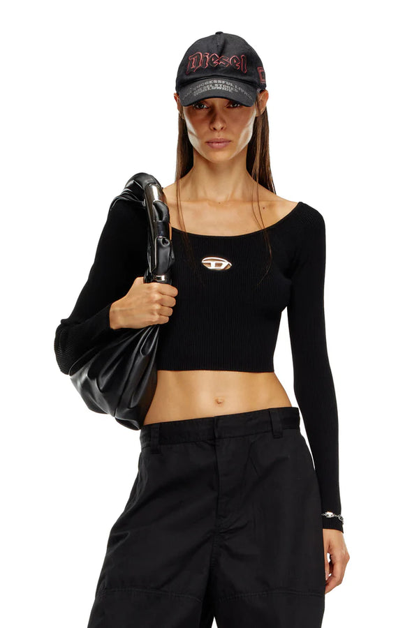 Off-the-shoulder top in ribbed knit