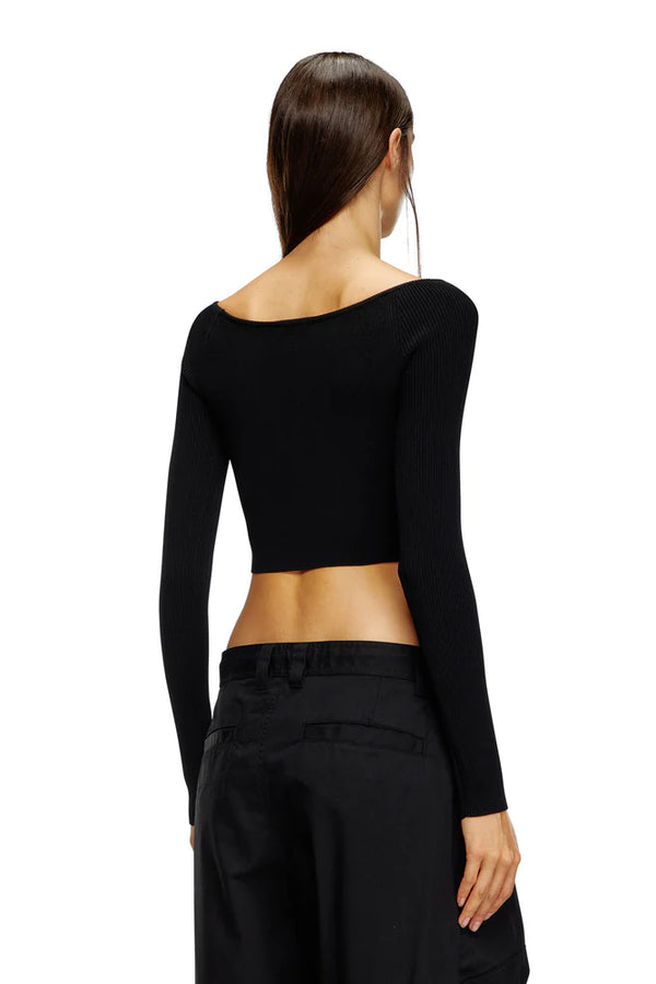 Off-the-shoulder top in ribbed knit