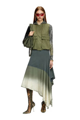 Hooded cargo vest in cotton twill
