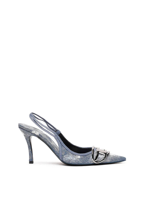 D-Venus-Slingback pumps in distressed denim