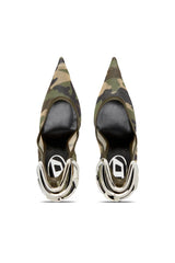 D-Ten&Half-Camo-mesh pumps with curved heel