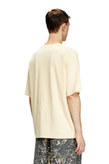 T-shirt with distressed flocked logo