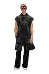 Sleeveless hoodie in mesh and jersey