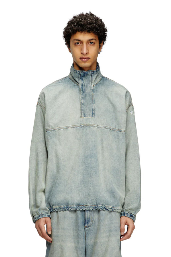 Denim pullover in light bicolour denim