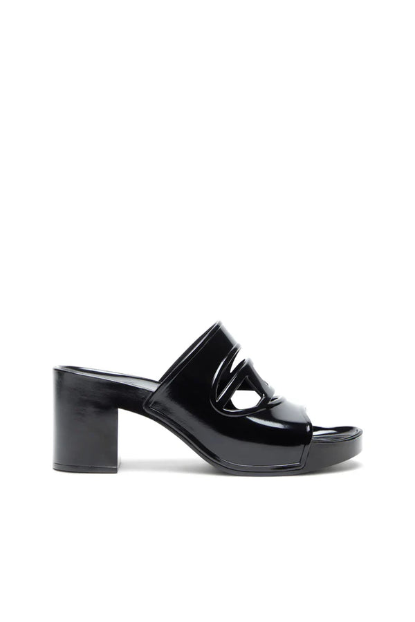 Sa-Bonnie-Heeled rubber slides with cut-out logo